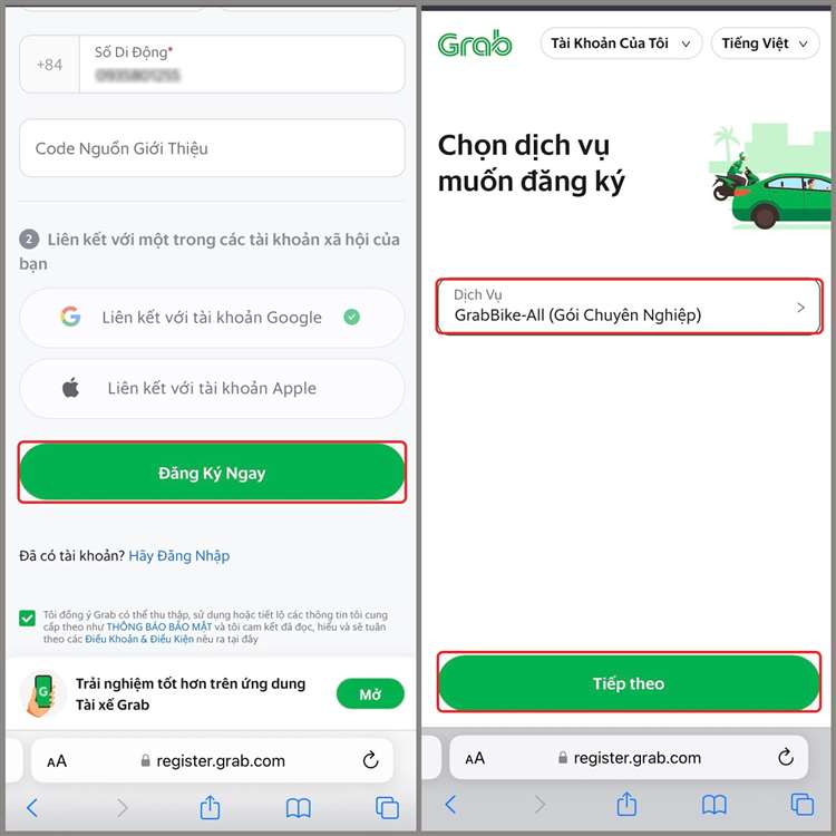 Đăng ký chạy grab