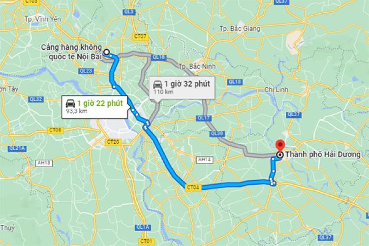 Giá taxi từ sân bay Nội Bài về Hải Dương